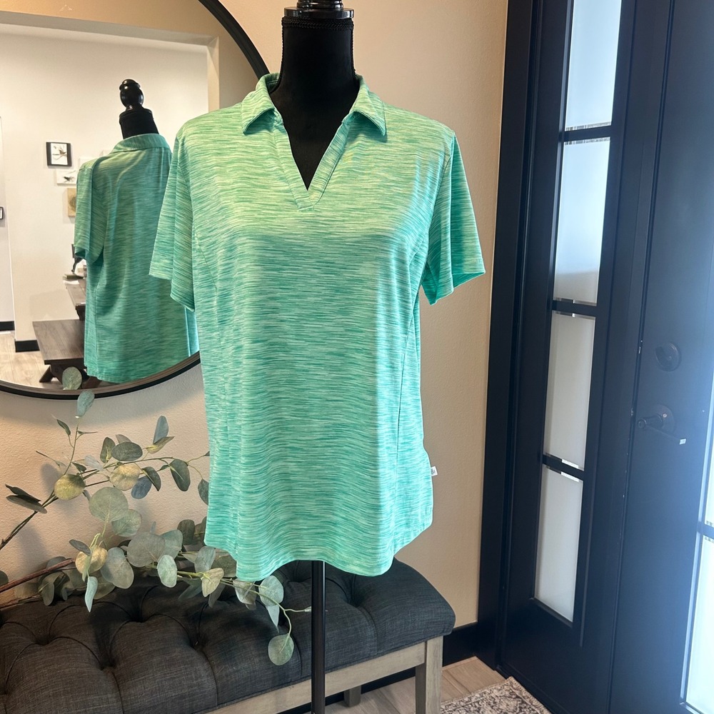 Lady Hagen Essentials Women XL Green Space Dye V-Neck Golf Polo Shirt SS